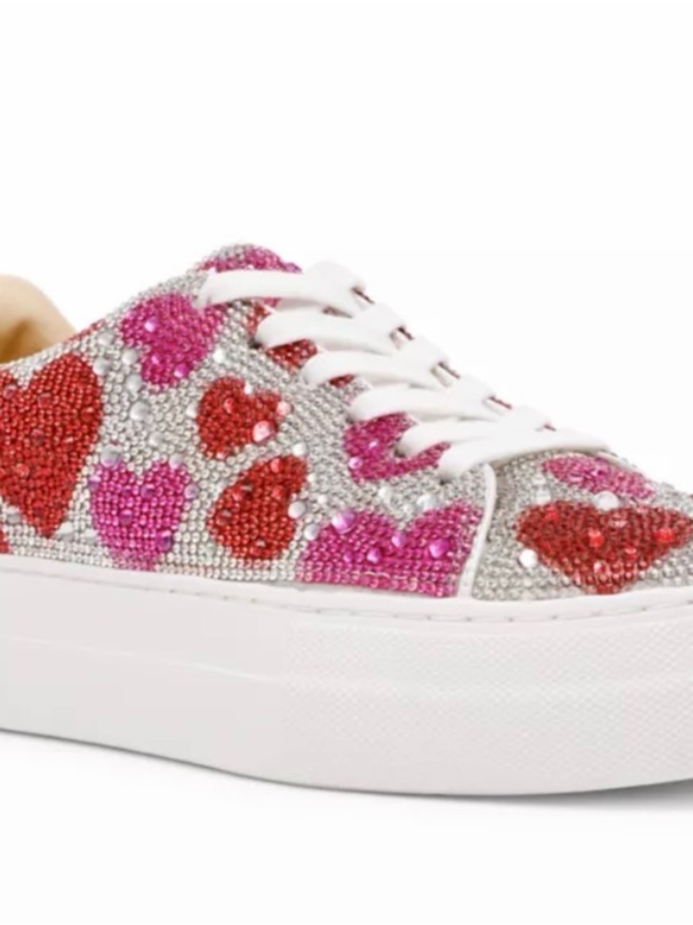 Betsey Johnson Crystal Heart Platform Sneaker - Pink & Red size 11